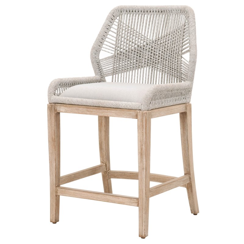 Home Square 2 Piece Upholstered Fabric Counter Stool Set in Taupe and White
