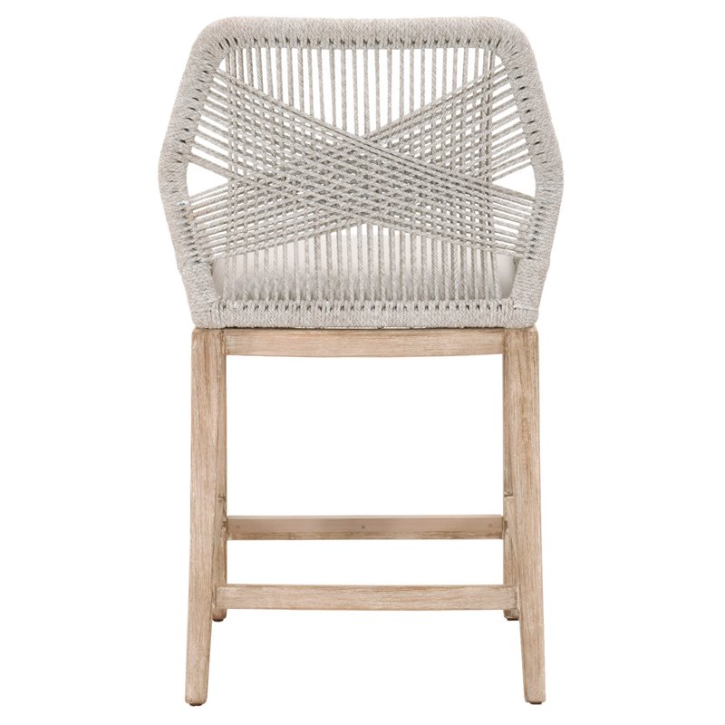 Home Square 2 Piece Upholstered Fabric Counter Stool Set in Taupe and White