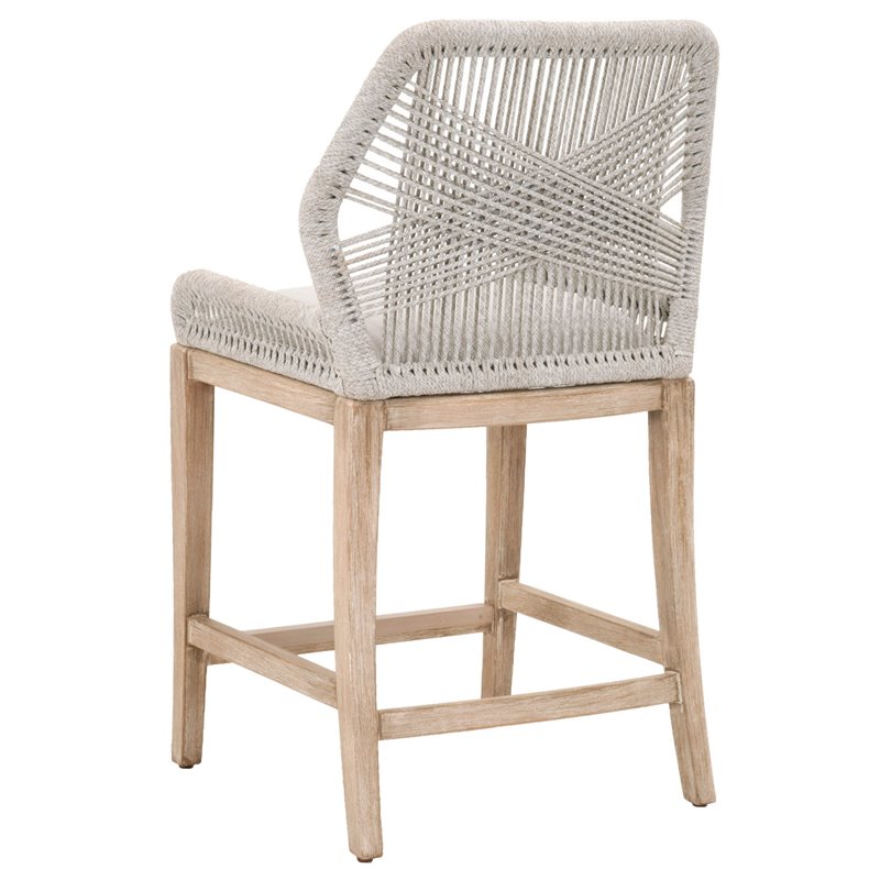 Home Square 2 Piece Upholstered Fabric Counter Stool Set in Taupe and White