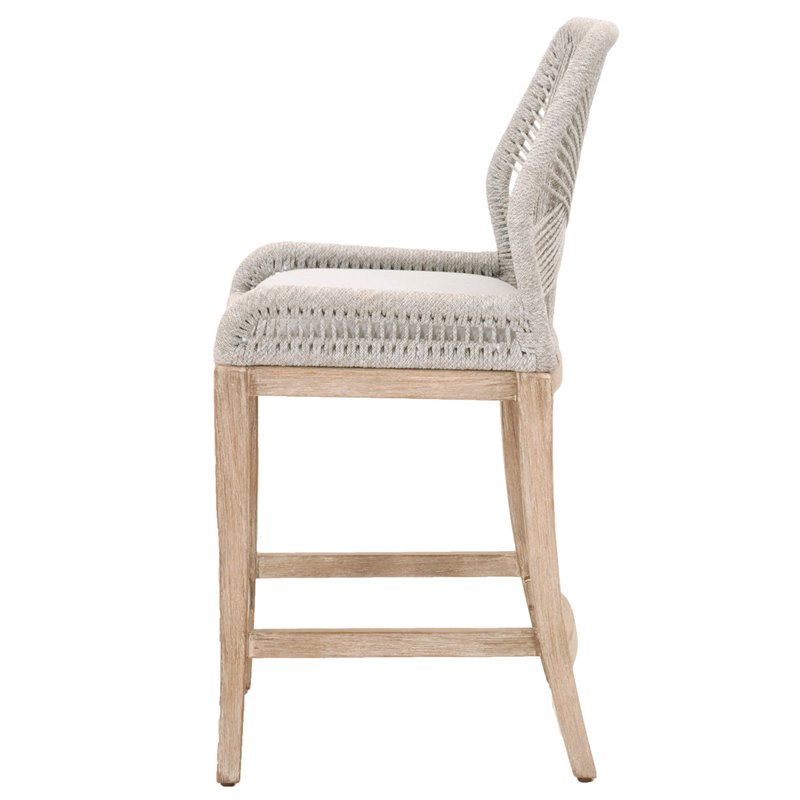 Home Square 2 Piece Upholstered Fabric Counter Stool Set in Taupe and White