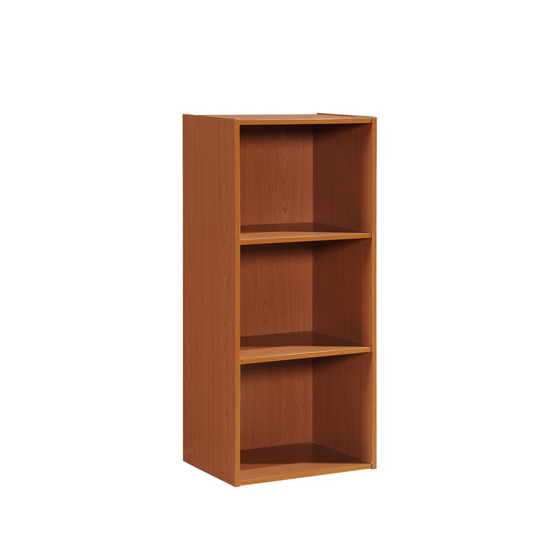 Home Square 3 Shelf Multi-Purpose Wooden Bookcase Set in Cherry (Set of 2)