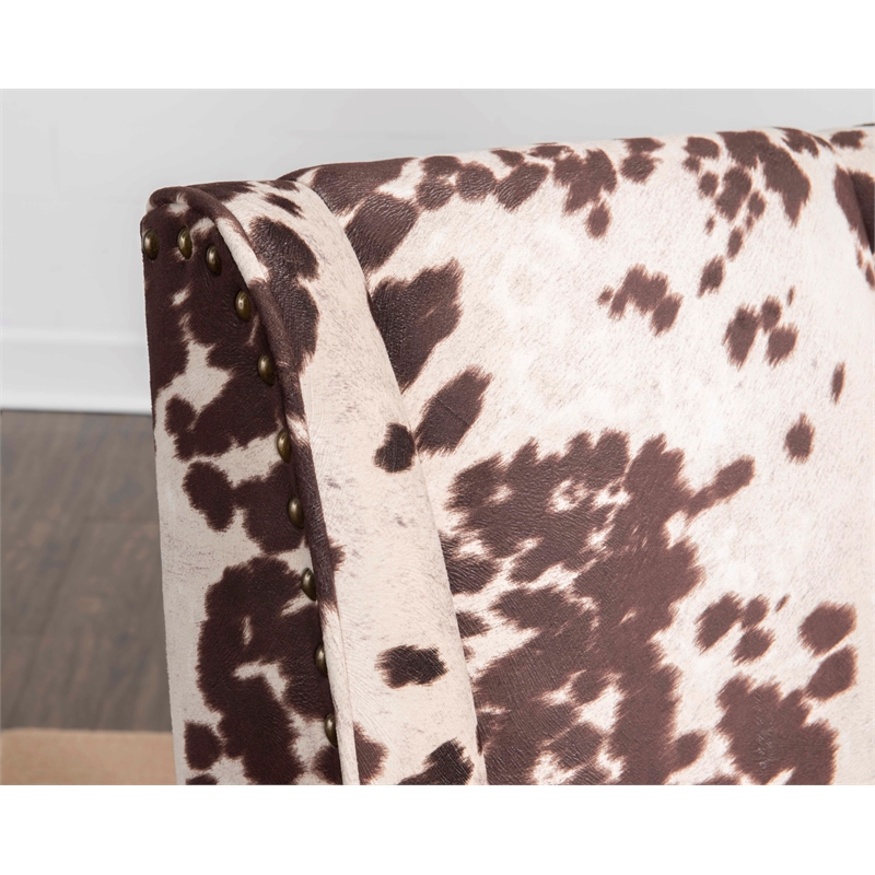 Home Square 2 Piece Upholstered Wood Office Chair Set in Cow Print Brown