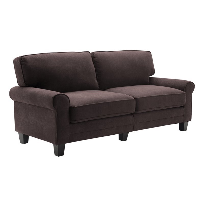 Home Square 2 Piece Soft Polyester Fabric Sofa Set in Dark Brown