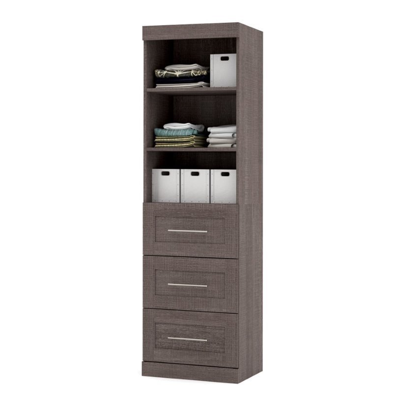Home Square Wood Storage Unit with 3-Drawer Set in Bark Gray (Set of 2)