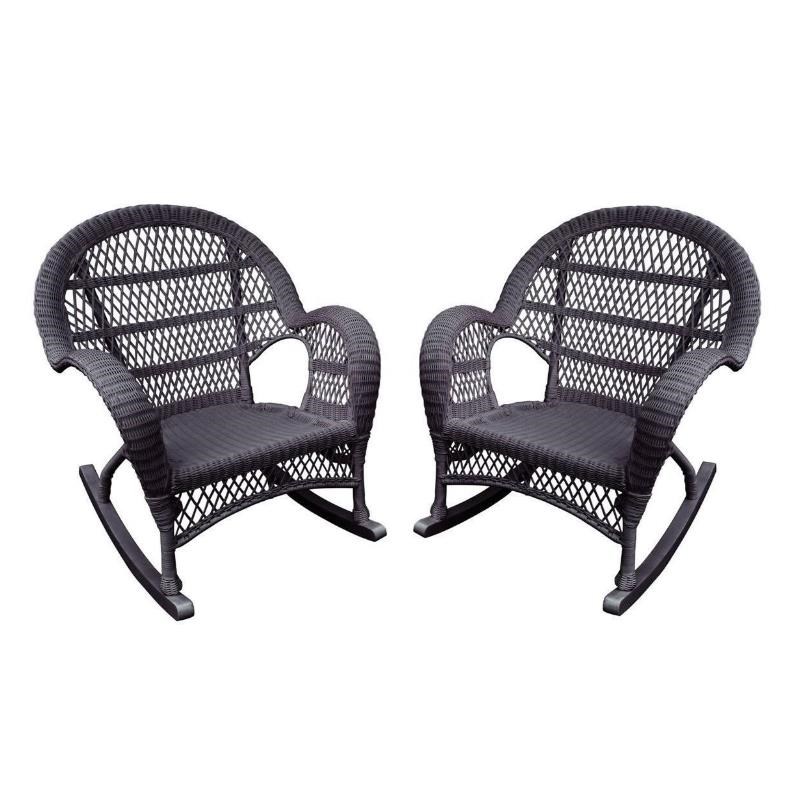 Home Square 2 Piece Wicker Chair Set in Espresso