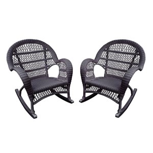 Home Square 2 Piece Wicker Chair Set in Espresso
