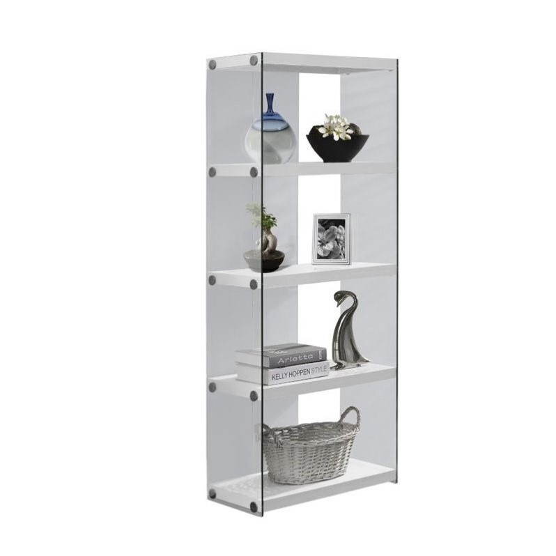 Home Square 2 Piece Hollow-Core Bookcase Set in Glossy White