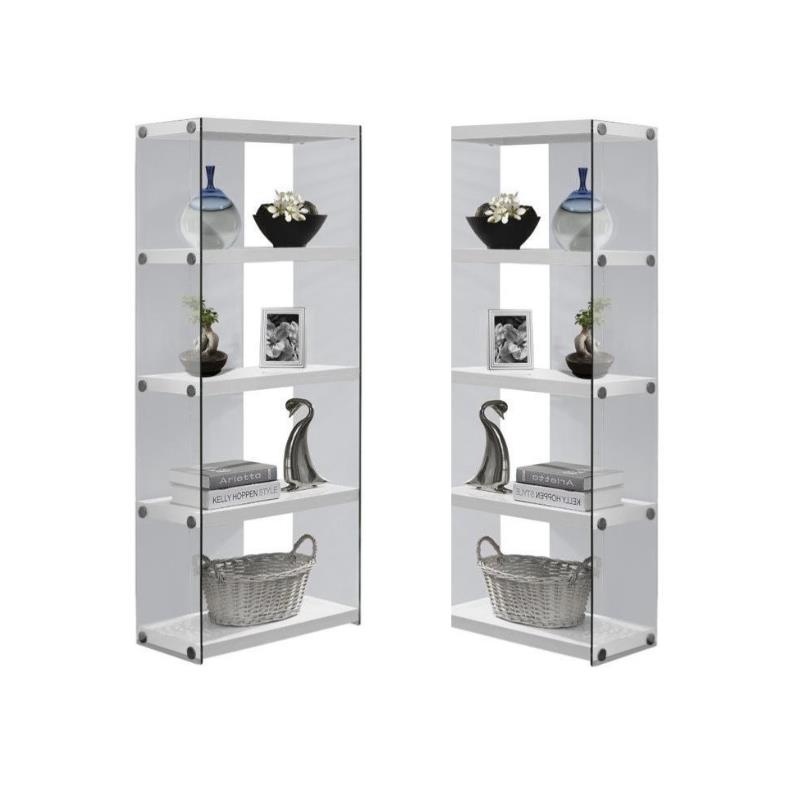 Home Square 2 Piece Hollow-Core Bookcase Set in Glossy White