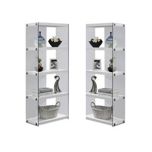 Home Square 2 Piece Hollow-Core Bookcase Set in Glossy White