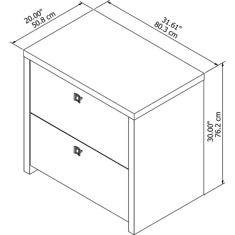Home Square 2 Drawer Lateral Filing Cabinet Set in Pure White (Set of 2)