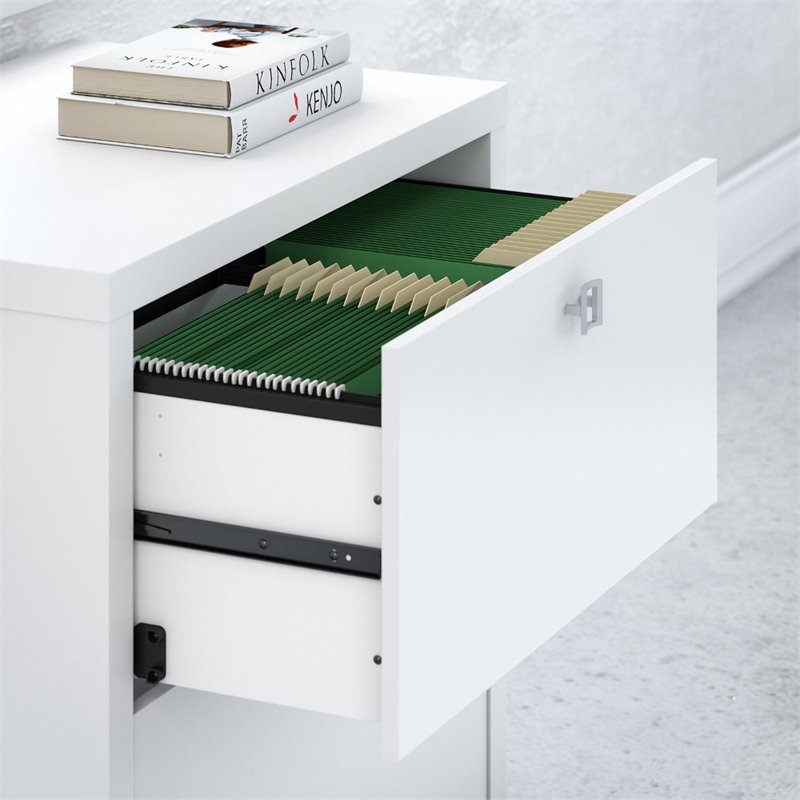 Home Square 2 Drawer Lateral Filing Cabinet Set in Pure White (Set of 2)