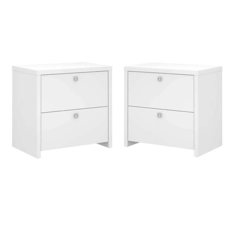 Home Square 2 Drawer Lateral Filing Cabinet Set in Pure White (Set of 2)