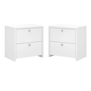 Home Square 2 Drawer Lateral Filing Cabinet Set in Pure White (Set of 2)