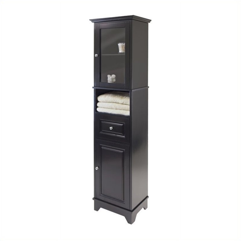 Home Square 2 Piece Tall Bathroom Cabinet Set in Black