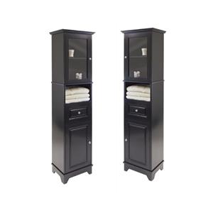 Home Square 2 Piece Tall Bathroom Cabinet Set in Black