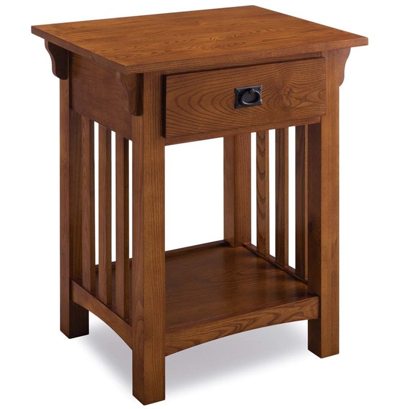 Home Square Mission Impeccable 1-Drawer Nightstand in Medium Oak (Set of 2)