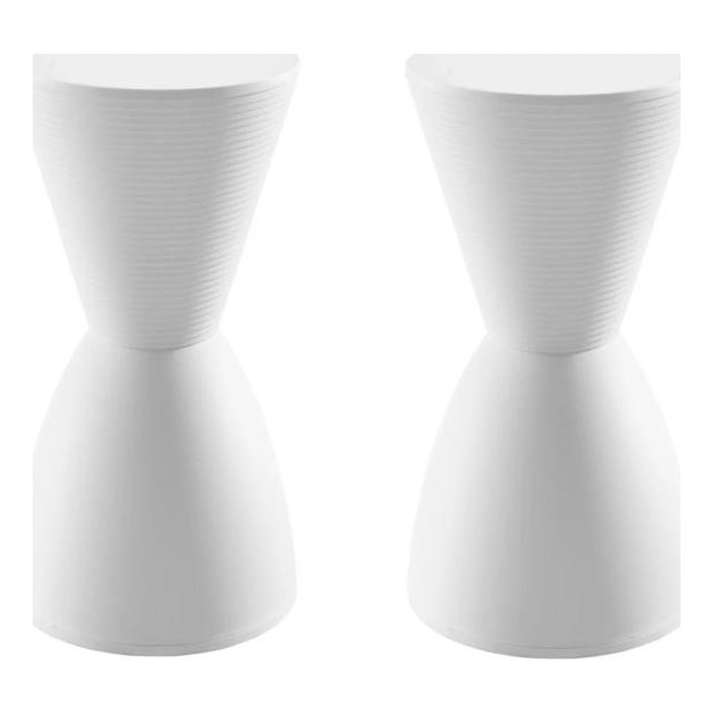 Home Square 2 Piece Polypropylene Plastic Storage Stool Set in White