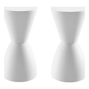 Home Square 2 Piece Polypropylene Plastic Storage Stool Set in White