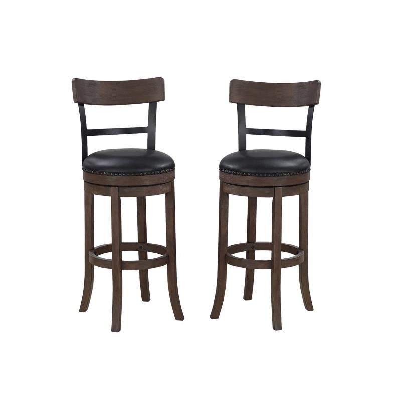 Home Square 2 Piece Swivel Counter Stool Set in Washed Brown and Black