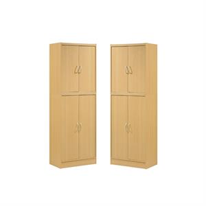 Home Square Kitchen Pantry with 4 Shelves 5 Compartments Set in Beige (Set of 2)