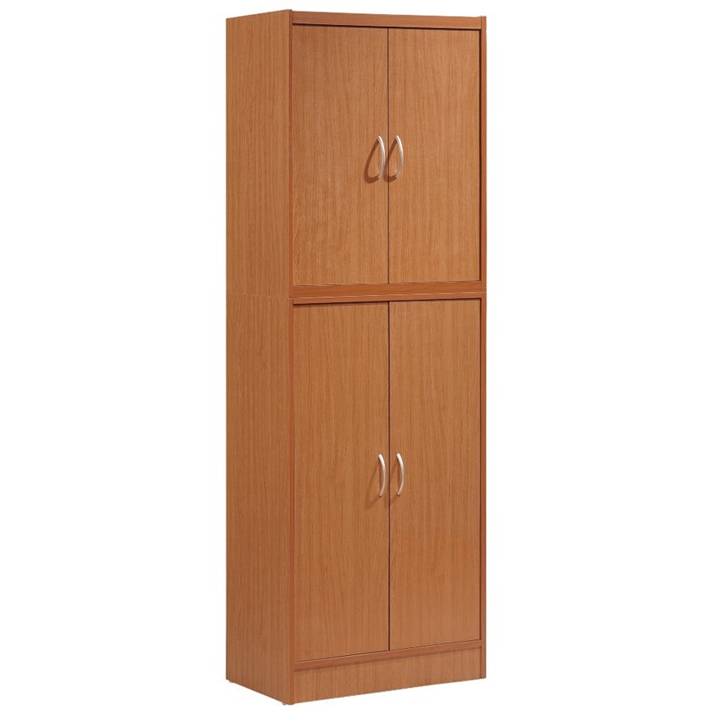 Home Square Kitchen Pantry with 4 Shelf 5 Compartments Set in Cherry (Set of 2)