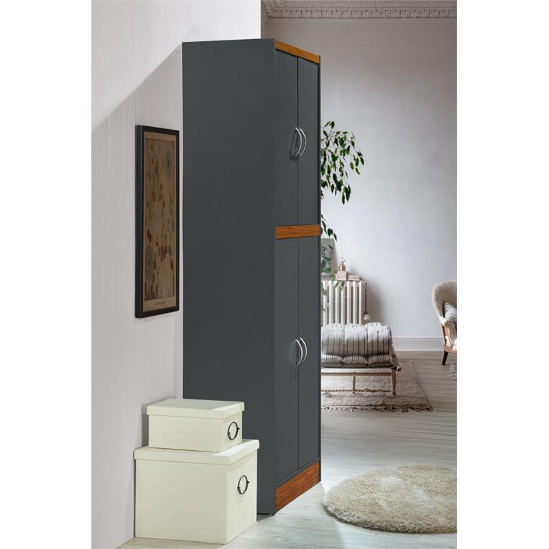 Home Square 4 Shelf Wood Kitchen Pantry Set in Gray Oak (Set of 2)