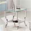 Home Square 2 Piece Glass Top End Table Set in Chrome