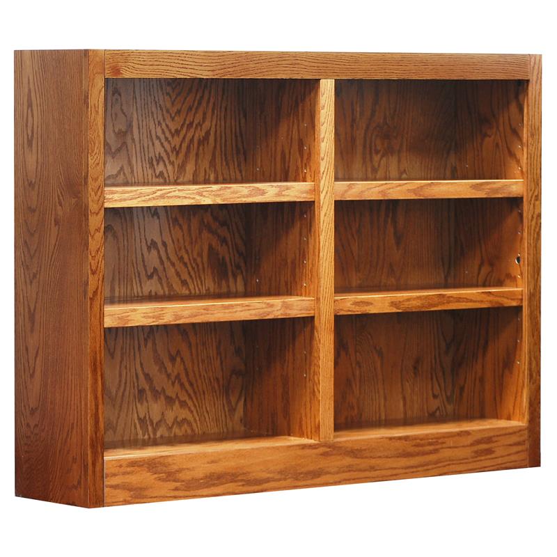 Home Square 6-Shelf Double Wide Wood Bookcase Set in Dry Oak (Set of 2)