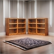 Home Square 6-Shelf Double Wide Wood Bookcase Set in Dry Oak (Set of 2)
