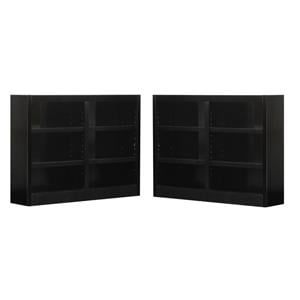 Home Square 6-Shelf Double Wide Wood Bookcase Set in Espresso