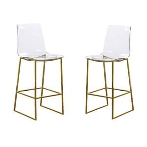 Home Square 2 Piece Acrylic Seat Counter Stool Set in Polished Brown