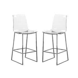 Home Square 2 Piece Acrylic Seat Counter Stool Set in Chrome