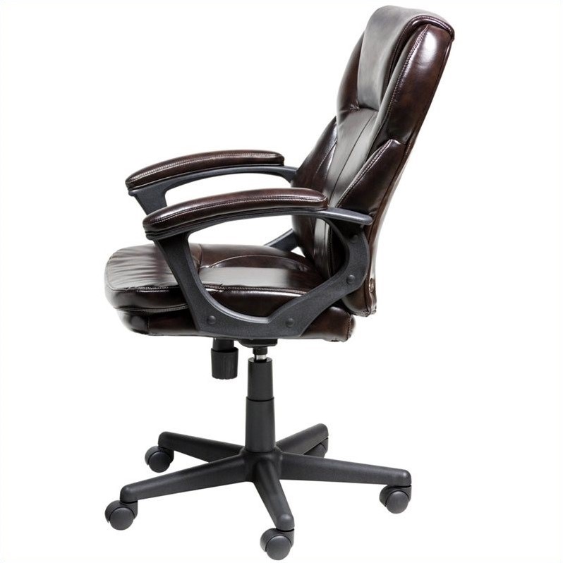 Home Square 2 Piece Puresoft Faux Leather Manager Office Chair Set in Brown