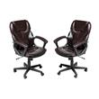 Home Square 2 Piece Puresoft Faux Leather Manager Office Chair Set in Brown