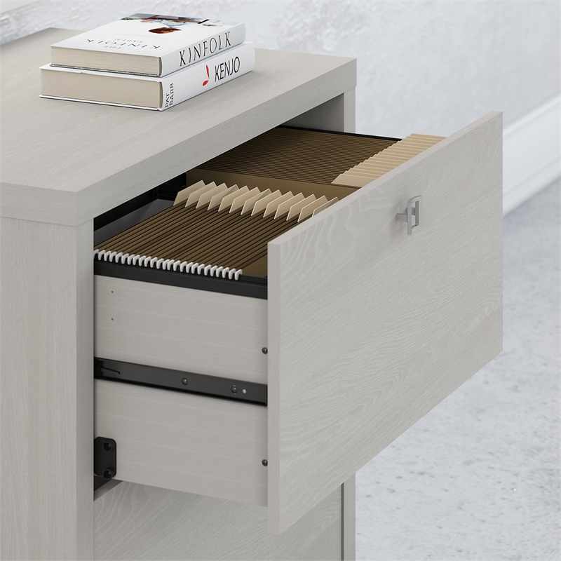Home Square 2 Drawer Wood Filing Cabinet Set in Gray Sand (Set of 2)