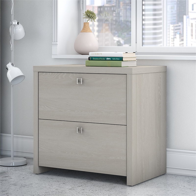 Home Square 2 Drawer Wood Filing Cabinet Set in Gray Sand (Set of 2)
