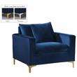 Home Square 2 Piece Upholstered Velvet Accent Chair Set in Navy