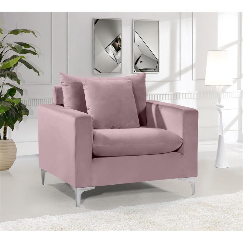 Home Square 2 Piece Upholstered Velvet Accent Chair Set in Pink