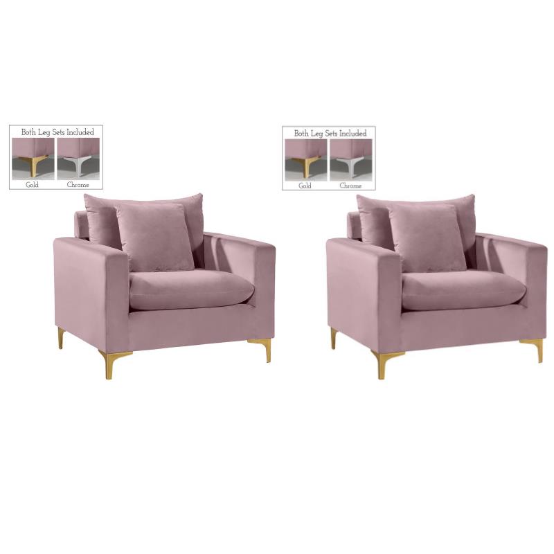 Home Square 2 Piece Upholstered Velvet Accent Chair Set in Pink