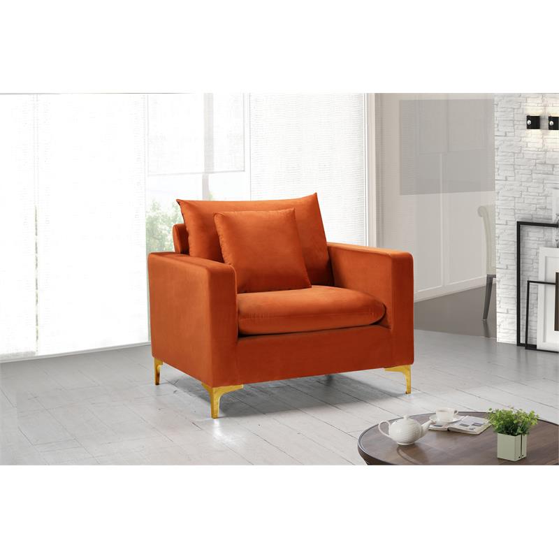Home Square 2 Piece Upholstered Velvet Accent Chair Set in Cognac Orange