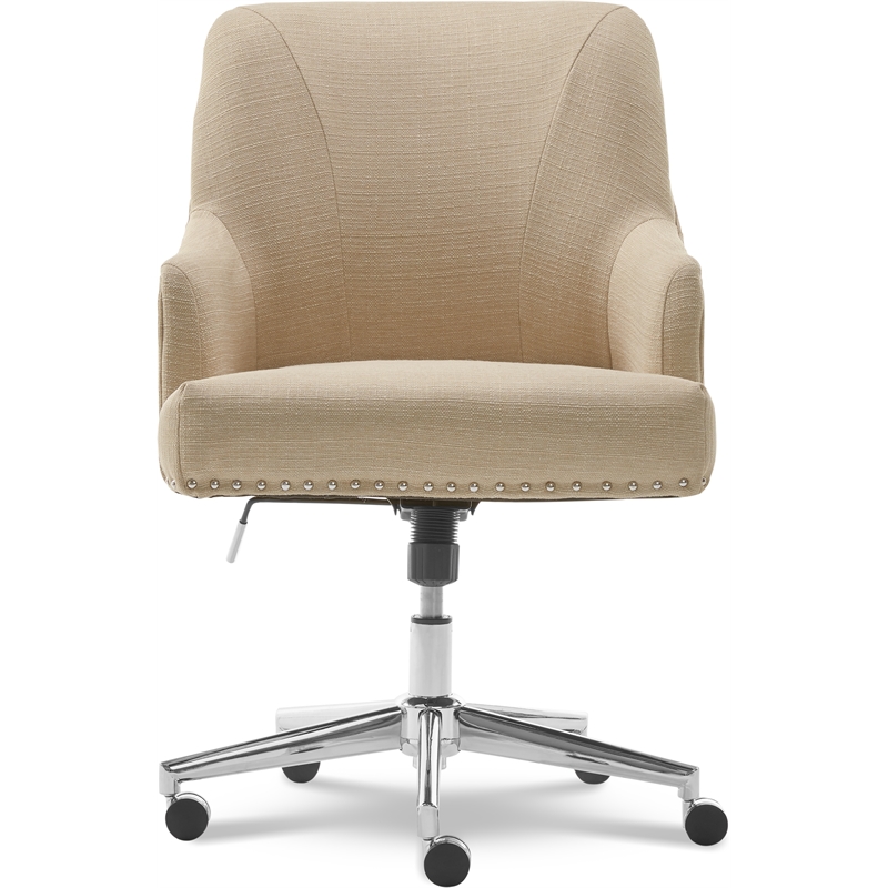 Home Square 2 Piece Upholstered Linen Home Office Chair Set in Stoneware Beige