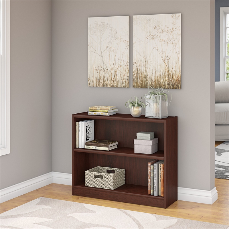 Home Square 2 Shelf Wood Bookcase Set in Vogue Cherry (Set of 2)