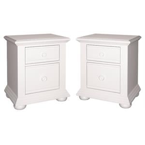 Home Square 2 Drawer Wood Night Stand Set in White (Set of 2)