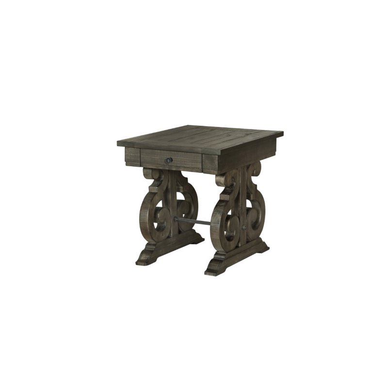 Home Square 1 Drawer Wood Top End Table Set in Peppercorn