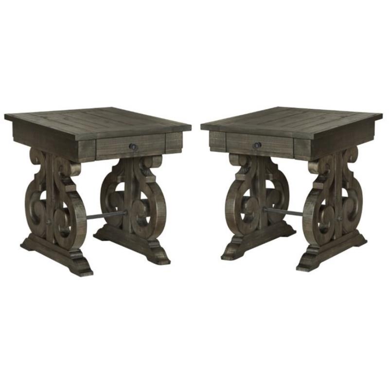Home Square 1 Drawer Wood Top End Table Set in Peppercorn