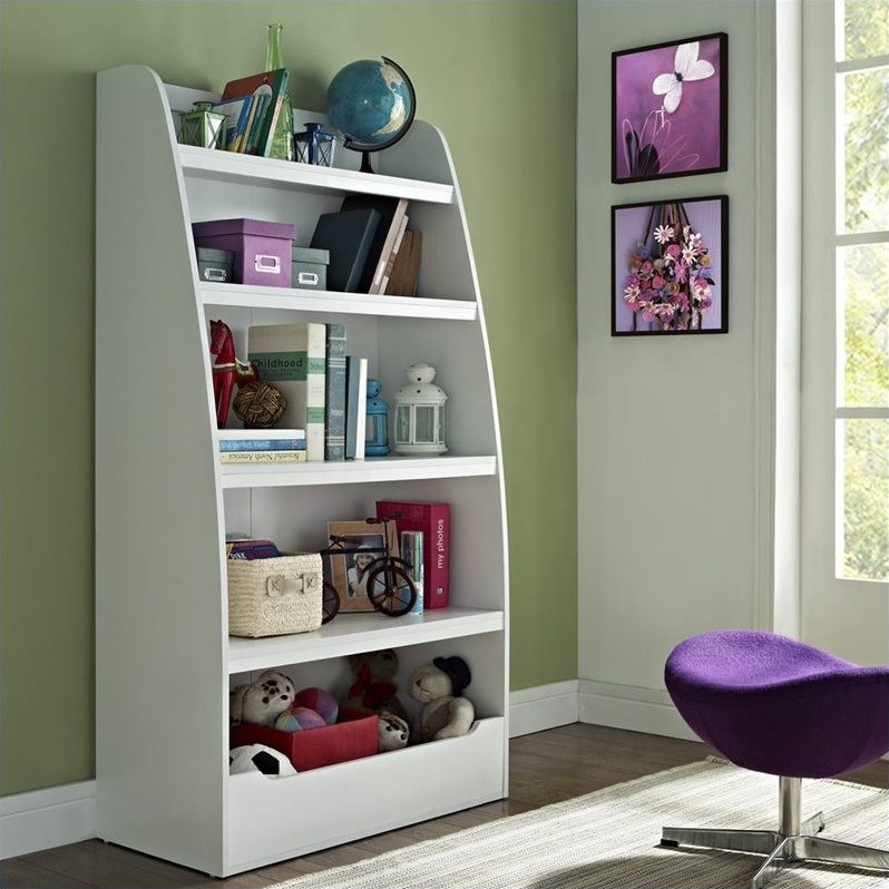 Home Square 4-shelf Wood Bookcase Set in White (Set of 2)