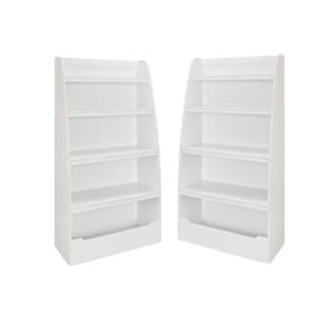 Home Square 4-shelf Wood Bookcase Set in White (Set of 2)