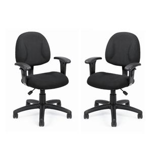 Home Square 2 Piece DX Posture Office Chair with Adjustable Arms Set in Black
