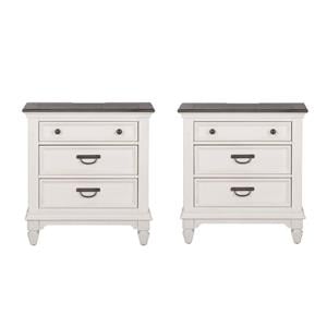 Home Square 2 Piece Wood Night Stand with Charging Station Set in Light Brown