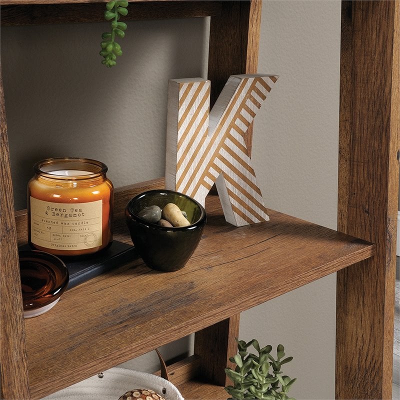 Home Square 5 Shelf Wood Bookcase Set in Vintage Oak (Set of 2)